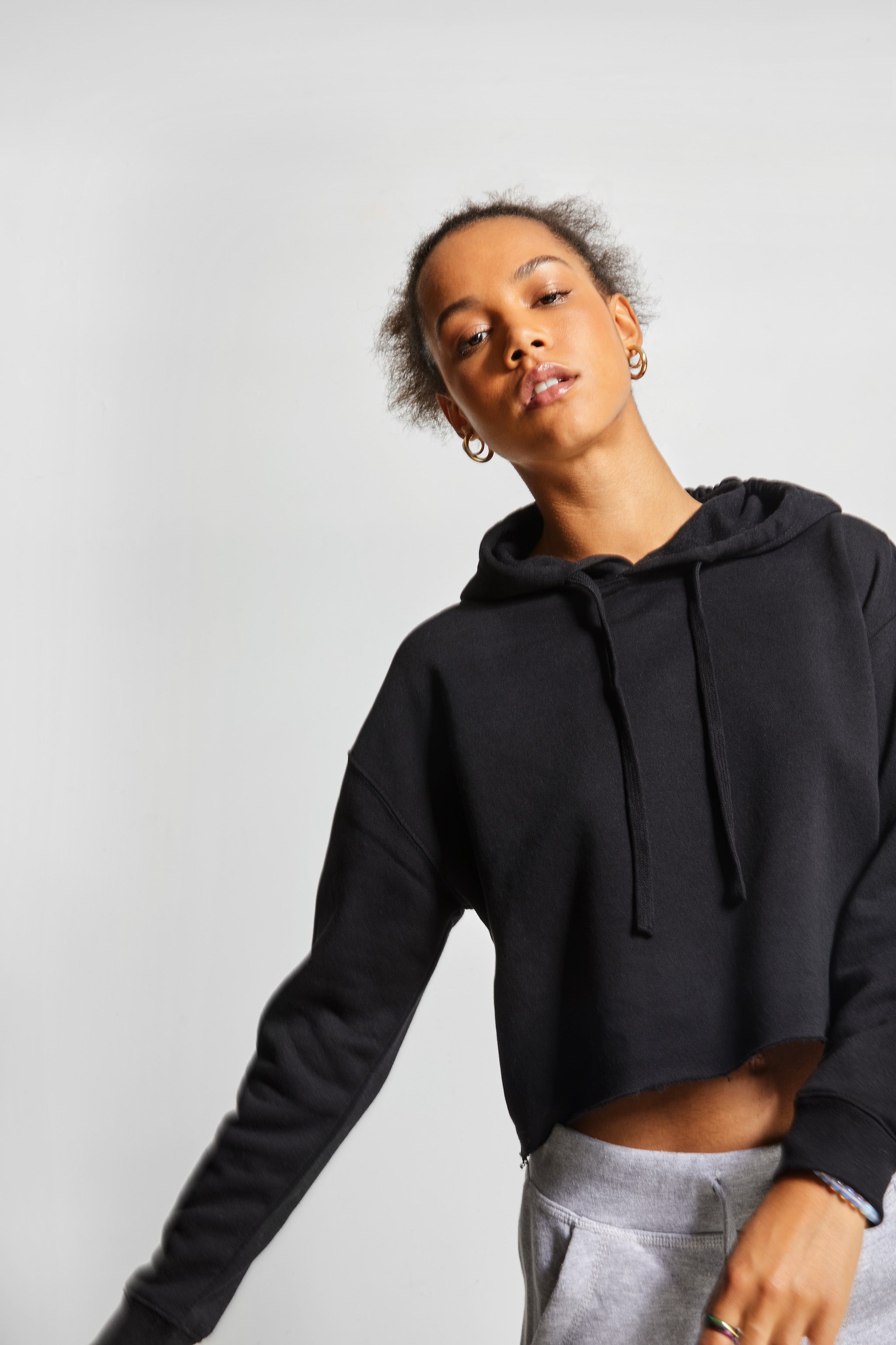 Open cropped hoodie hotsell